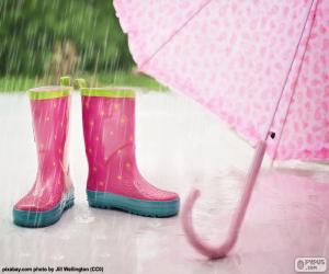пазл Ботинки и розовый зонтик